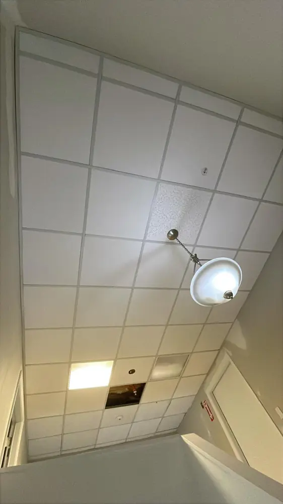 Drop ceiling with a light fixture