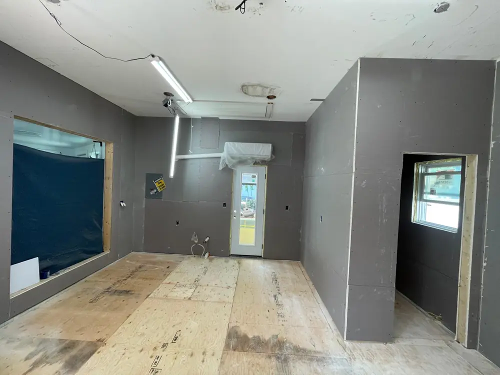 Commercial room with new walls