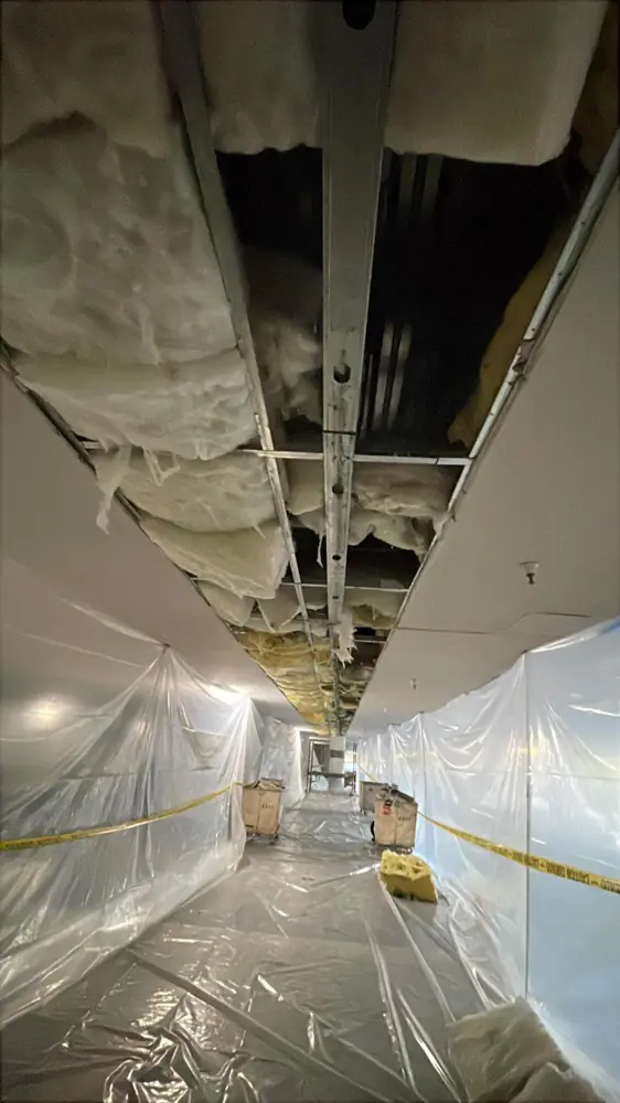 Commercial corridor protected during interior work